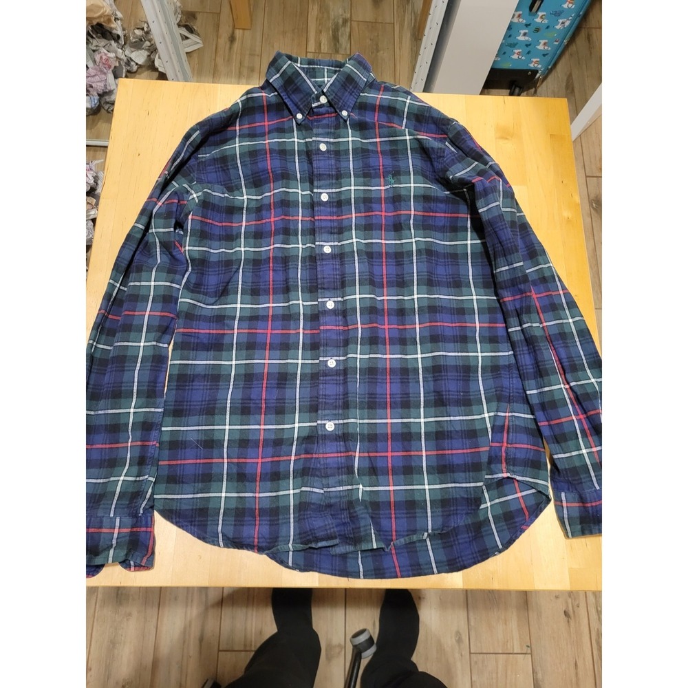 Ralph Lauren Mens M Big Oxford Black Watch Windowpane Plaid Button Down Shirt